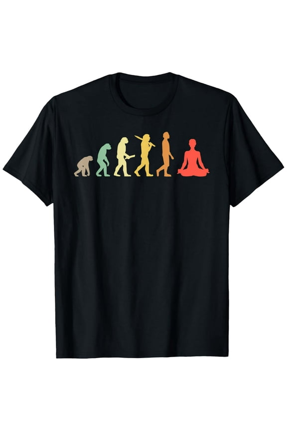 Retro Yoga Evolution Gift For Yogis Funny Creative Graphic T-Shirt