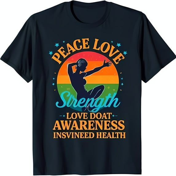 Retro Yoga Woman T-Shirt 'Peace Love Strength' Graphic Tee for Mindfulness