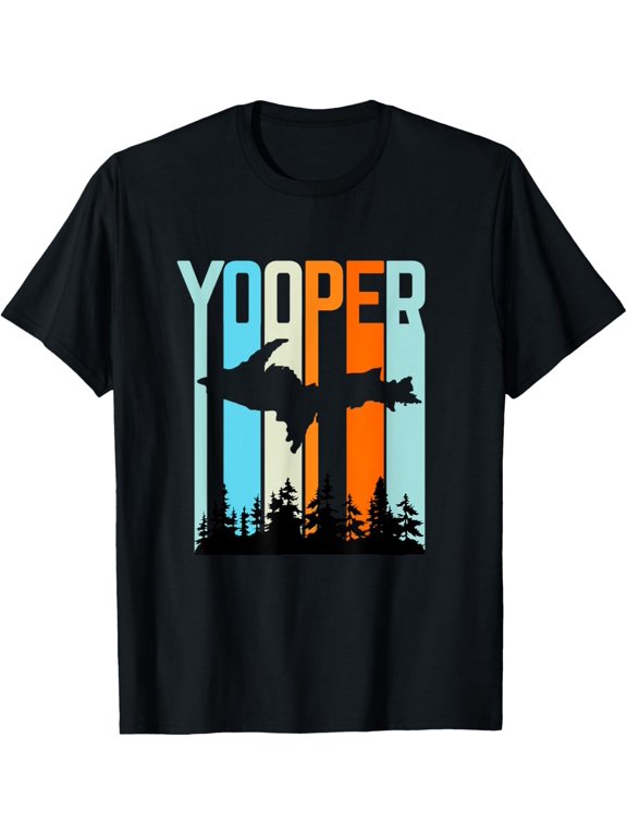 Retro Yooper Upper Peninsula Shirt T-ShirtMen's and women's gift, black and white T-shirt, size: Extra large S-4XL