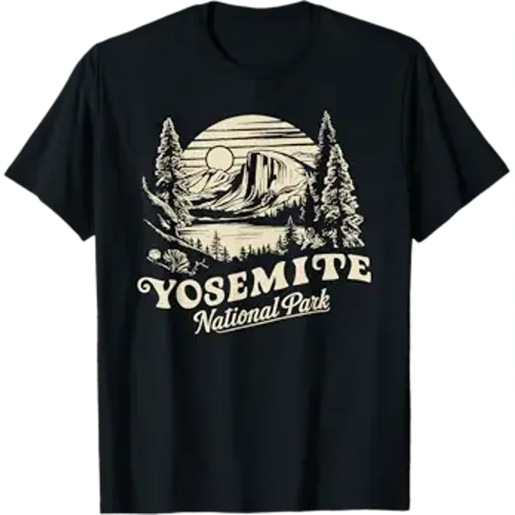 Retro Yosemite Half-Dome National Park Vintage Womens Mens T-Shirt
