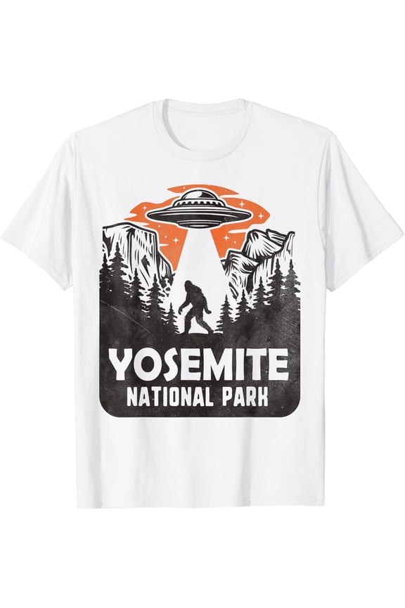 Retro Yosemite National Park Cryptid UFO Abduction Bigfoot T-Shirt