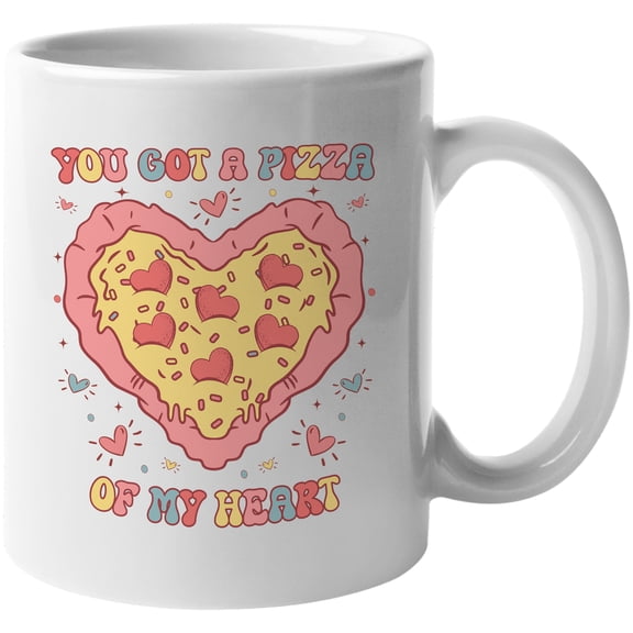 Retro You Gotta Pizza of My Heart, Valentine's Day Pun Gift, White 11oz Ceramic Mug