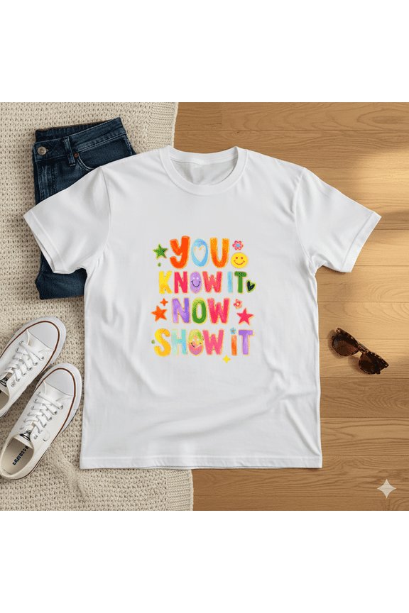 Retro You Know It Now Show It Smiley Face T-Shirt, for men & women, S-5XL