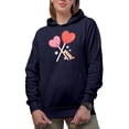 thumbnail image 1 of Retro Yum & Heart Lollipops Art, Valentine's Day Gift, Navy Blue Hooded Sweatshirt or Hoodie, 3XL, 1 of 5