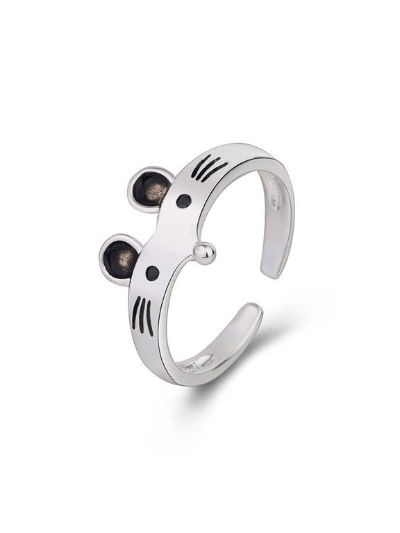 Retro Zodiac Mouse Ring For Women Cute Copper Jewelry