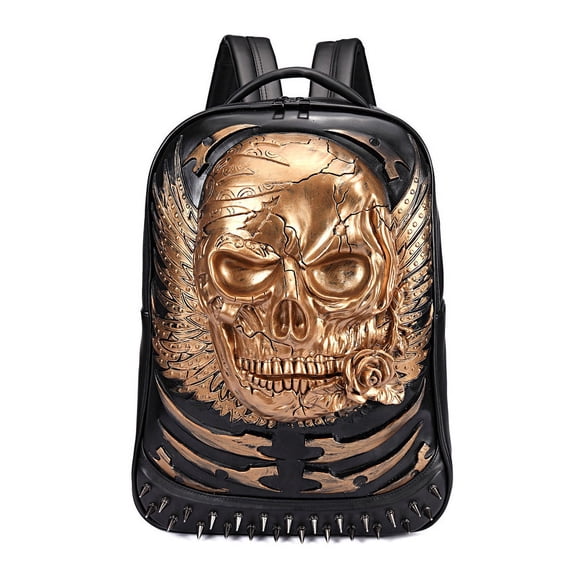 Retro backpack men's computer 3D personality,Black