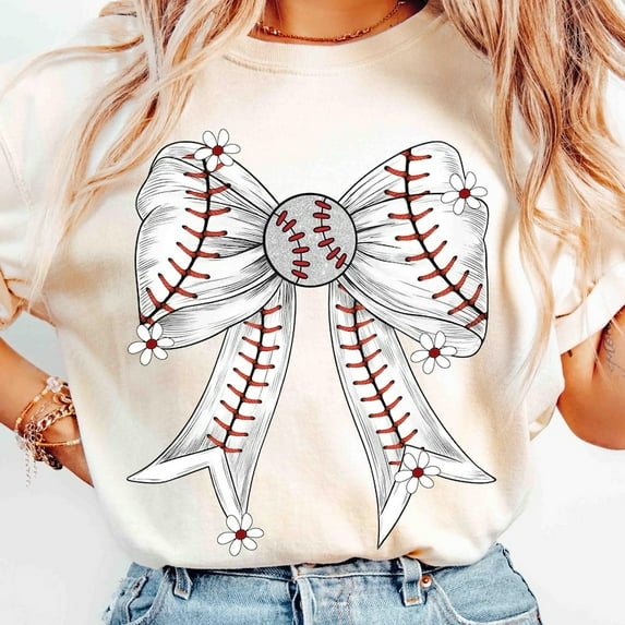 Retro baseball Bow T-Shirt, Coquette baseball T-Shirt, Bow baseball T-Shirt