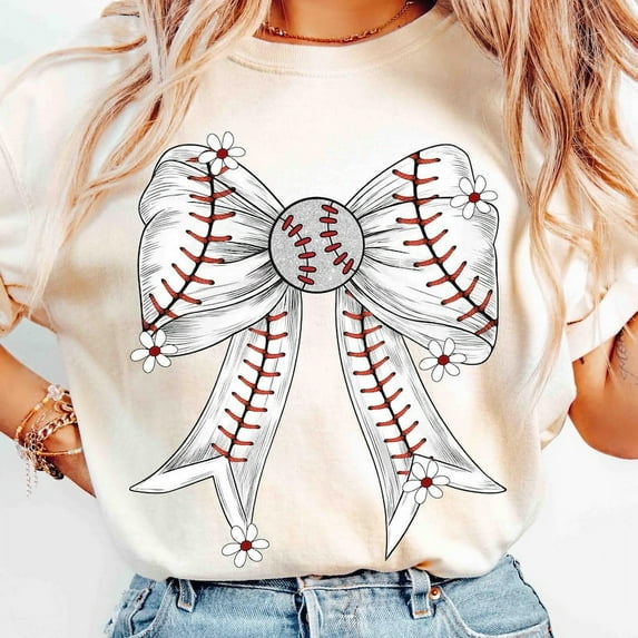 Retro baseball Bow T-Shirt, Coquette baseball T-Shirt, Bow baseball T-Shirt