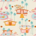 thumbnail image 1 of Retro beach house pink orange Hello Summer Hot quilting cotton Sunburst Sold by the Quarter Yard, 1 of 3