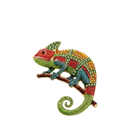 Multi Blue Color Retro chameleon animal brooch, multi-color alloy brooch, inlaid with ...