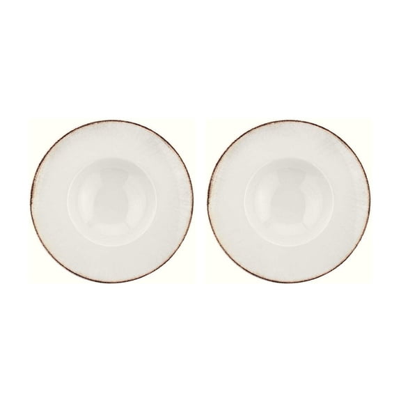 Retro dia.11" h:2.5" 14 oz. Round Decorated Porcelain Bowl (Set of 2)