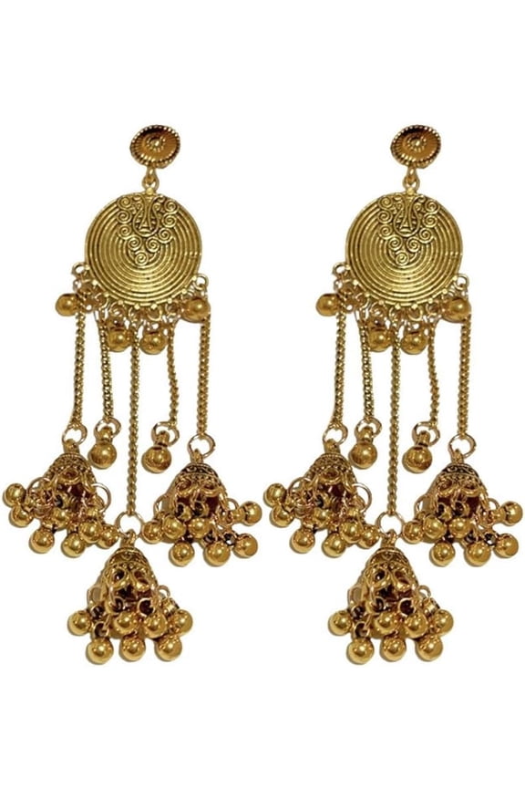 Retro distressed ethnic style round wind chime fringes silver needle earrings - unique, high-end, metallic, and stylish ear accessories[c932]