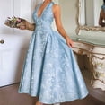 thumbnail image 1 of Retro embossed floral V-neck sleeveless maxi dress, 1 of 5