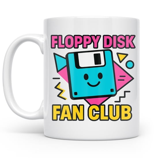 Retro floppy club, 11 oz mug, computer enthusiast home office coffee and workspace decor