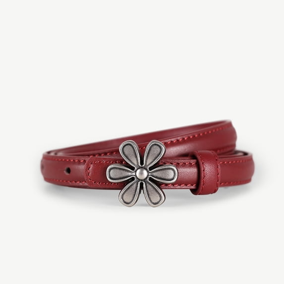 Retro flower buckle belt women's genuine leather cowhide fashion versatile decorative jeans pin buckle belt accessories new
