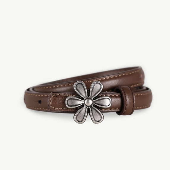 Retro flower buckle belt women's genuine leather cowhide fashion versatile decorative jeans pin buckle belt accessories new