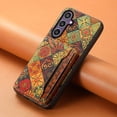 thumbnail image 1 of Retro flower figure PU leather phone case for Samsung S25 ultra S24 plus S23 fe A16 A55 A35 A25 A15 A54 A53 A52 A34 A52 A14 A32 A33 A13 card bag kickstand cover, 1 of 8