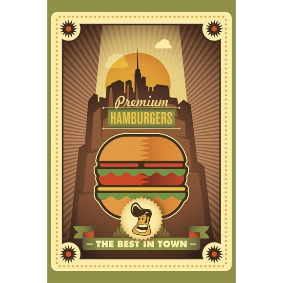 Retro hamburger Cool Wall Art Print Poster 16x24