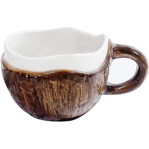 Retro hand-kneaded irregular ceramic mug coconut cup coffee cup oatmeal breakfast water cup.