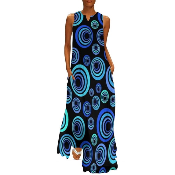 Retro in Pretty Blue Long Dress dress wom elegant luxury ssual sexy dress for wom