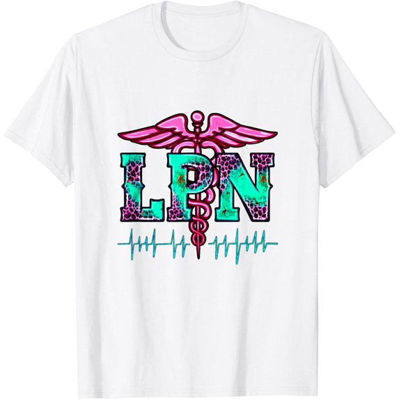 Retro leopard heartbeat LPN Licensed Practical Nurse LPN T-Shirt