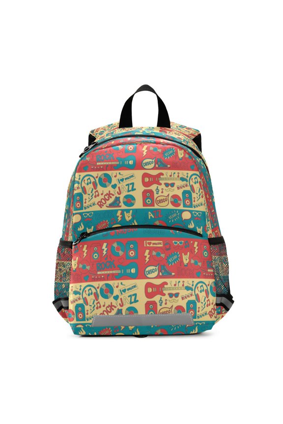 Retro music doodle pattern Backpack Travel Laptop Casual College Daypack Back to Bag