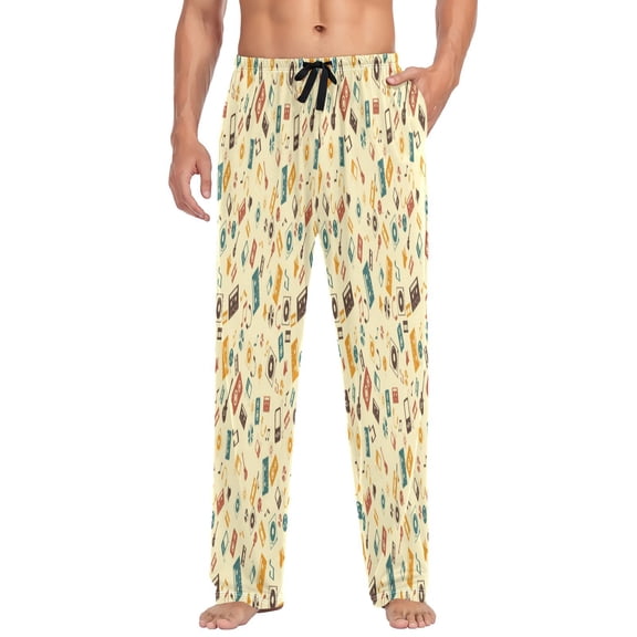 Retro music pattern design Pajama Pants for Men, Men's Separate Bottoms, Lounge Pants