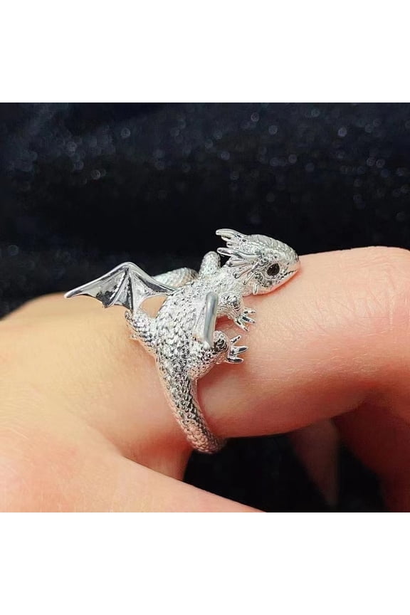 Retro personality flying dragon shape ring niche design ladies cute ring ins high-end open index finger ring