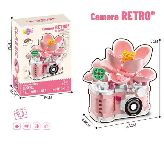 Retro photo Creative Camera&Flowers Building Blocks DIY Toys Small Particle Bricks Assembly Puzzle Toys For Kids Christmas Gifts