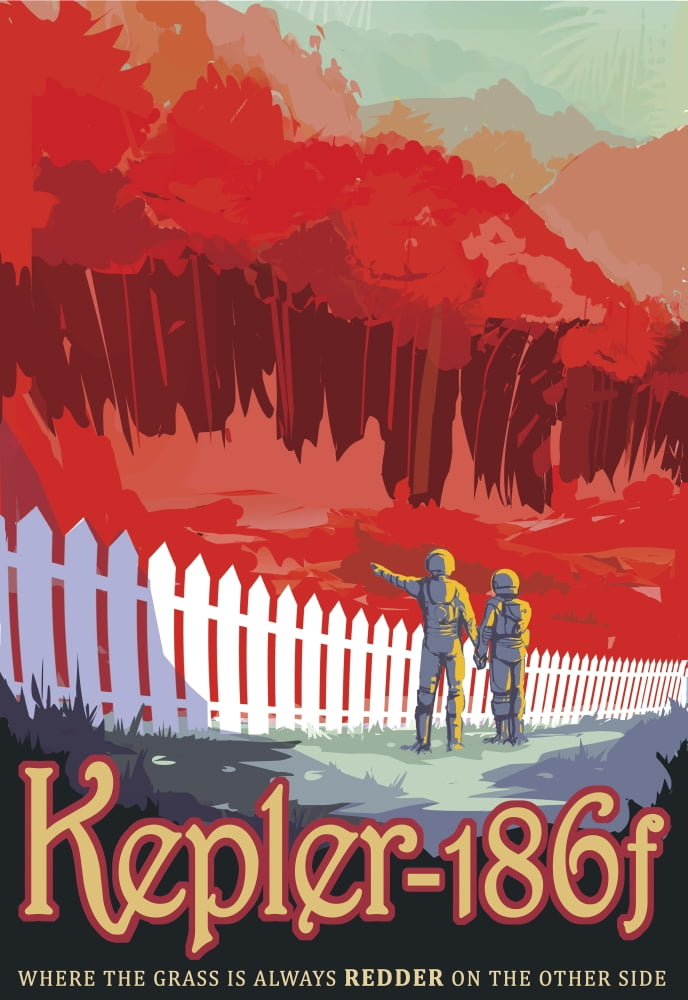 Retro space poster of Kepler-186f Canvas Art - Stocktrek Images (24 x 35)