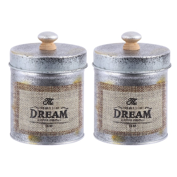 Homoyoyo Vintage Kitchen Storage Canisters Set of 2 Iron Containers for Pantry Countertop Organization
