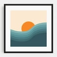 thumbnail image 1 of Retro style abstract sunset landscape - Illustration Abstract Minimalist Ocean Sunset Waves Coastal Geometric Black Framed Wall Art Print 10 x 10 inches, 1 of 3