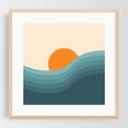 thumbnail image 1 of Retro style abstract sunset landscape - Illustration Abstract Minimalist Ocean Sunset Waves Coastal Geometric Oak Framed Wall Art Print 8 x 8 inches, 1 of 4