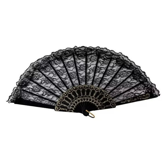 Retro style dark series hollow Lolita lace fan Chinese style cheongsam Hanfu folding fan dance dedicated