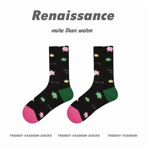 Retro three-dimensional relief socks thin women's mid length tube socks