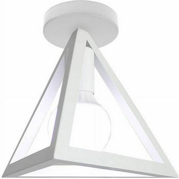 Retro triangle cage design ceiling light, modern ceiling lighting, vintage industrial style, white metal, bedroom cafe bar restaurant dining room
