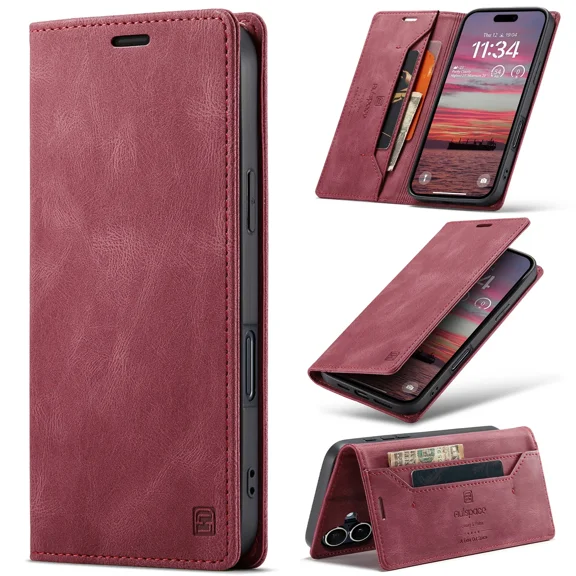 Retro wallet phone protective case, card holder bracket, built-in magnetic flip leather protective case, suitable for Redmi NOTE 12 5G phone case