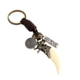 thumbnail image 1 of Retro woven resin wolf tooth leather keychain punk leather keychain, 1 of 3