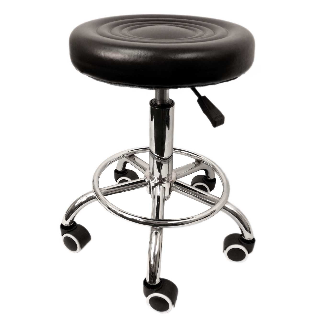 Adjustable Black Vinyl Arcade Stool with Chrome Base