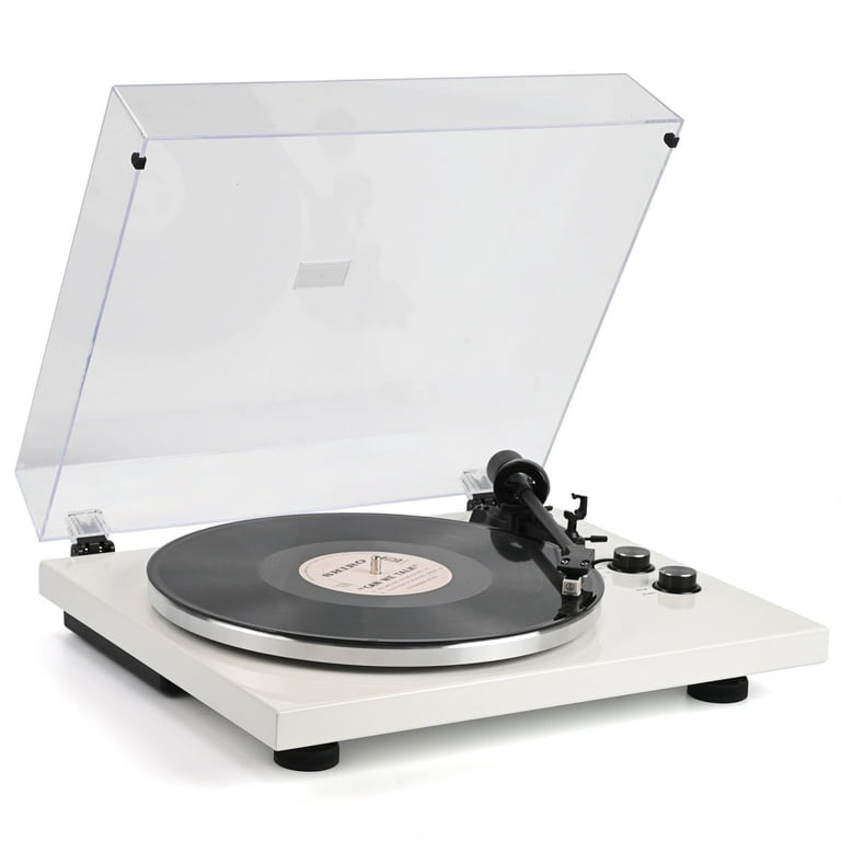 RetroAudio Turntable Belt-Drive Record Player with Wireless Bluetooth Audio Turntable, White