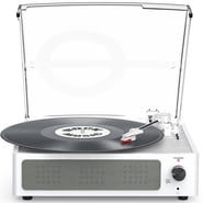 RetroAudio Record Player Turntable Bluetooth Vinyl Record Player Wireless Audio Turntable, Silver White