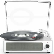 RetroAudio Record Player Turntable Bluetooth Vinyl Record Player Wireless Audio Turntable,Silver White