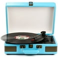 thumbnail interactive-video image 1 of RetroAudio Vinyl Record Player Portable Suitcase Bluetooth Audio Turntable with Built-in Speakers 3-speed,Blue, 1 of 11
