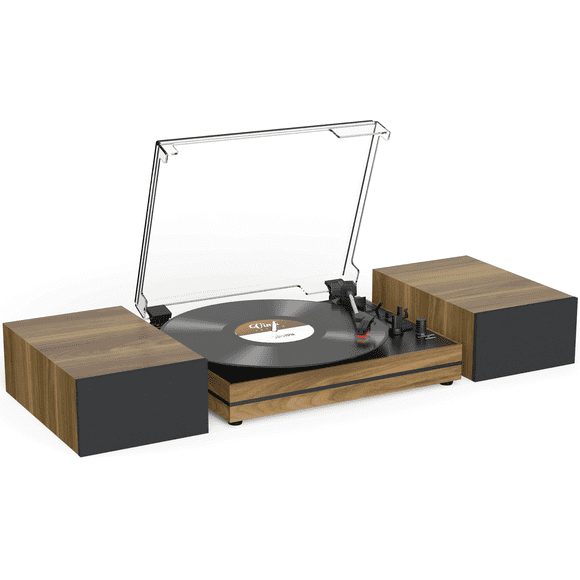 RetroAudio Record Player for Vinyl with External Speakers Belt-Drive Turntables for Vinyl Records Dual Stereo Speakers, Cyan