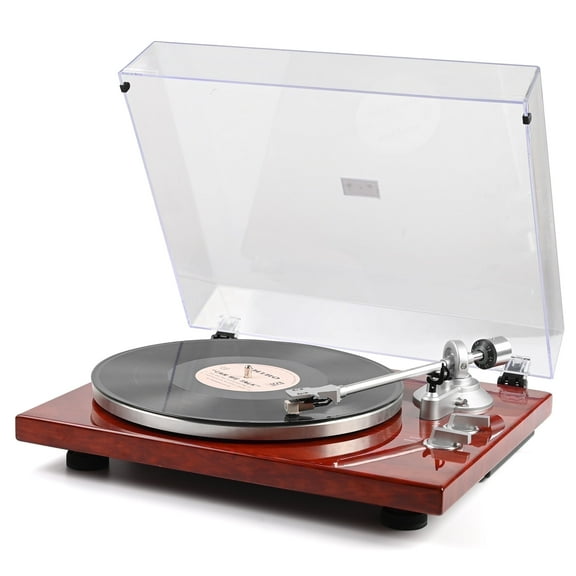 RetroAudio Turntable Vinyl Player Support 33 1/3&45 RPM Speed with Advanced Magnetic Cartridge&Counterweight,Wine Red