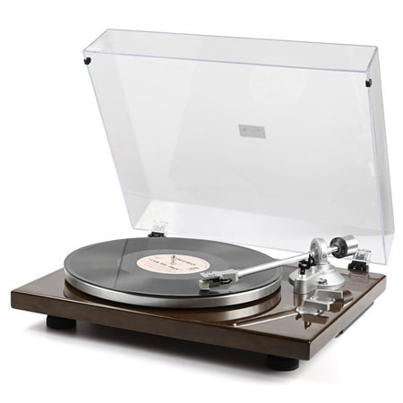 RetroAudio Turntable Vinyl Player Support 33 1/3&45 RPM Speed with Advanced Magnetic Cartridge&Counterweight,Brown