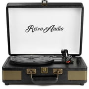 RetroAudio Vinyl Record Player 3-Speed Turntable with Bluetooth, Suitcase Portable Vintage Audio Turntable with Built-in Speakers, Black