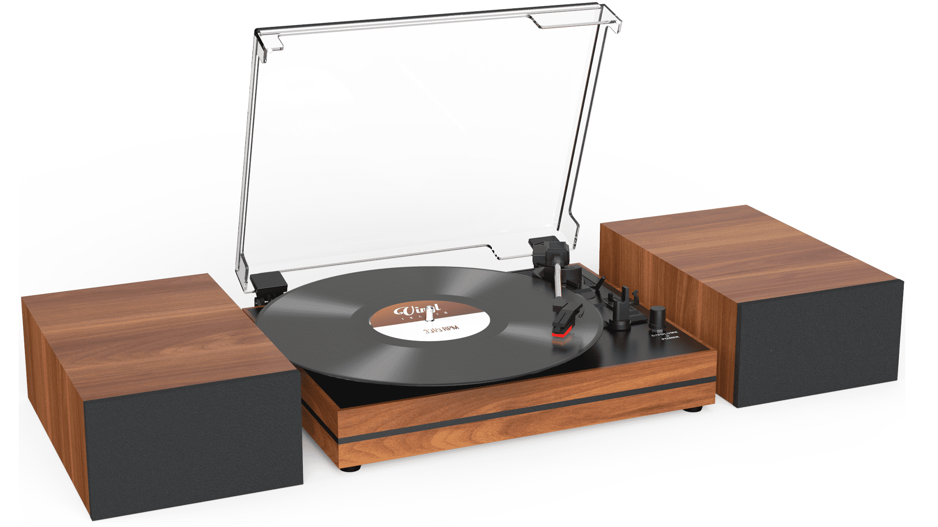 RetroAudio Vinyl Record Player with External Speakers, 3-Speed Belt-Drive  Turntable for Vinyl Albums with Auto Off and Bluetooth Input, Vintage Red