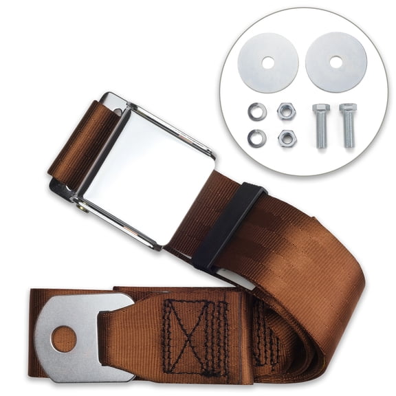 RetroBelt Brown Aviation Lap Belt 75" With Hardware