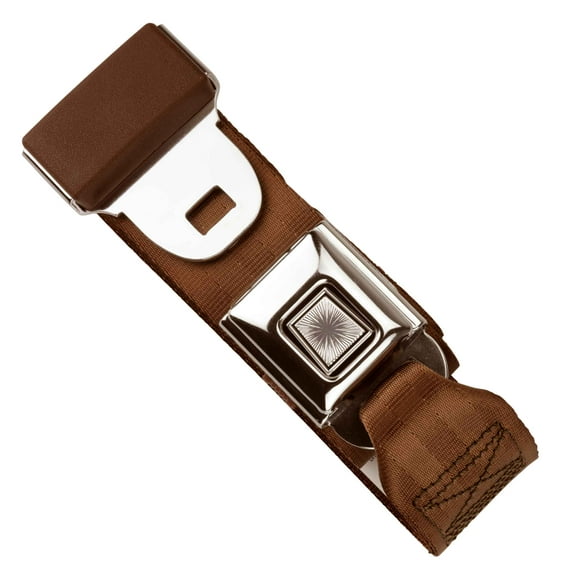 RetroBelt Brown Push Button Lap Belt 75" No Hardware Classic Seatbelt Safety